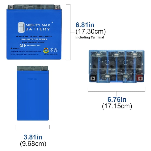 YB16CL-B GEL 12V 19AH Battery Replaces Yamaha 1100 VX, V1 09-18, 20